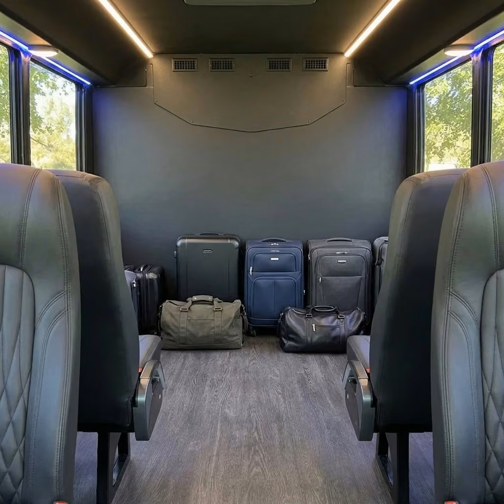 saratoga 20 passenger minibus luggage area