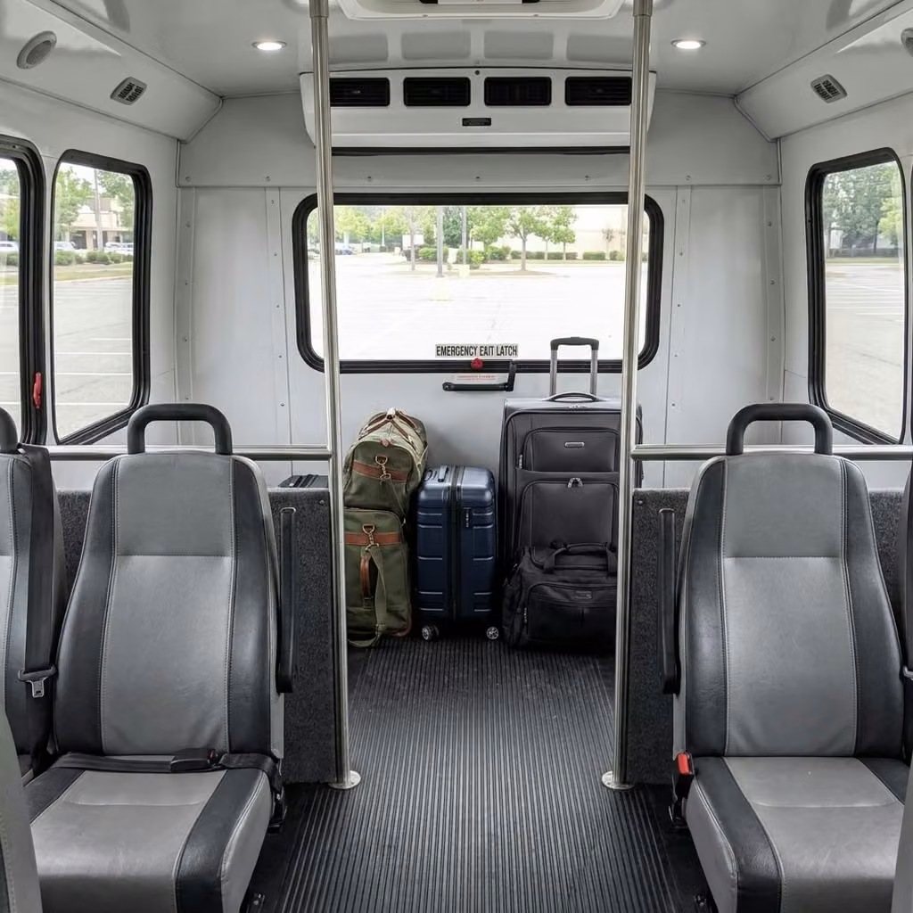 saratoga 28 passenger minibus luggage area