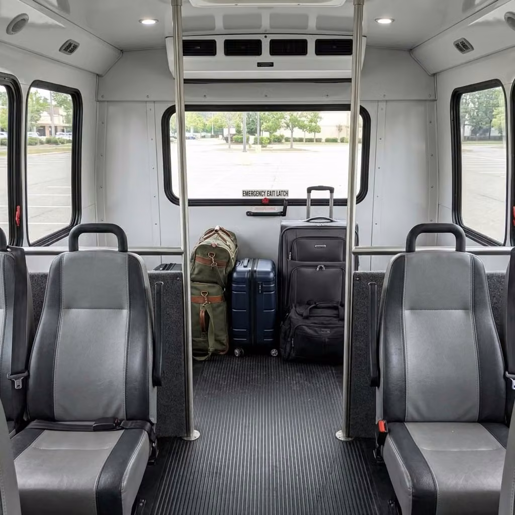 saratoga 30 passenger minibus luggage area