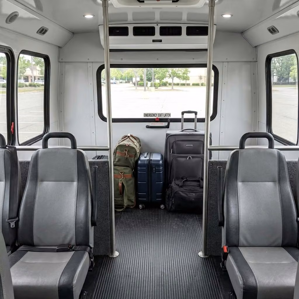 saratoga 35 passenger minibus luggage area
