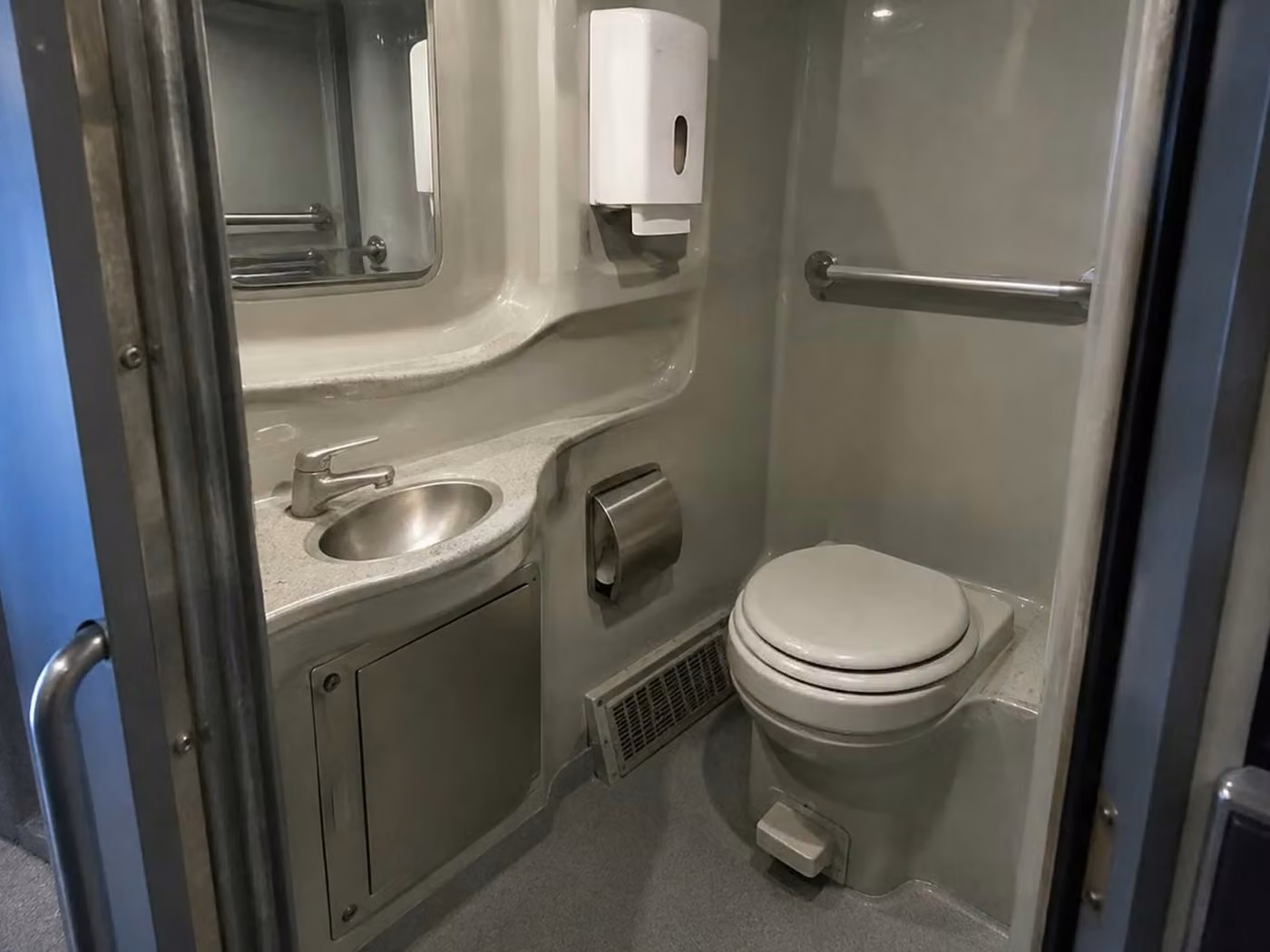 saratoga 56 passenger charter bus onboard restroom