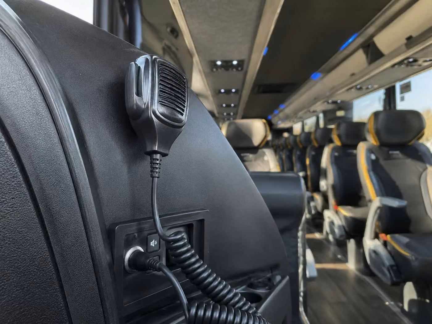 saratoga 56 passenger charter bus pa system