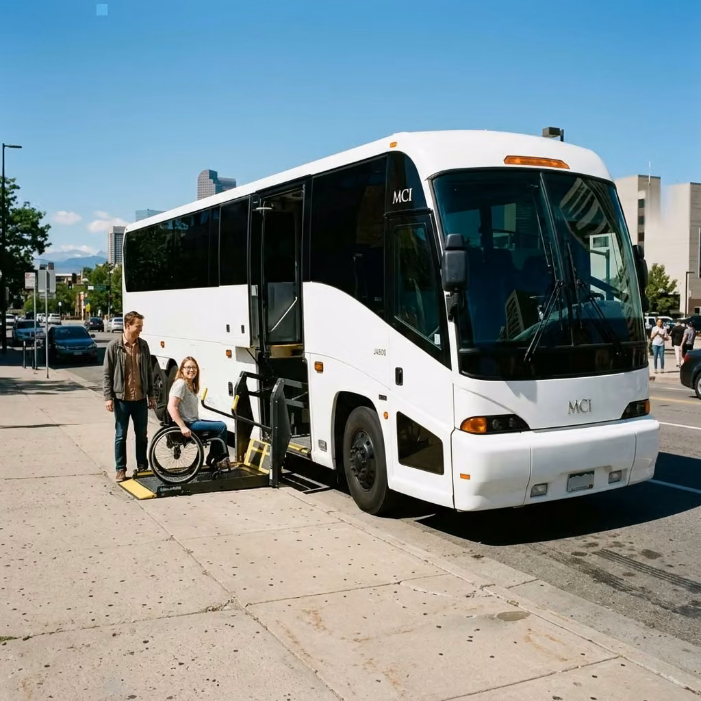 saratoga 56 passenger charter bus wheelchair lift