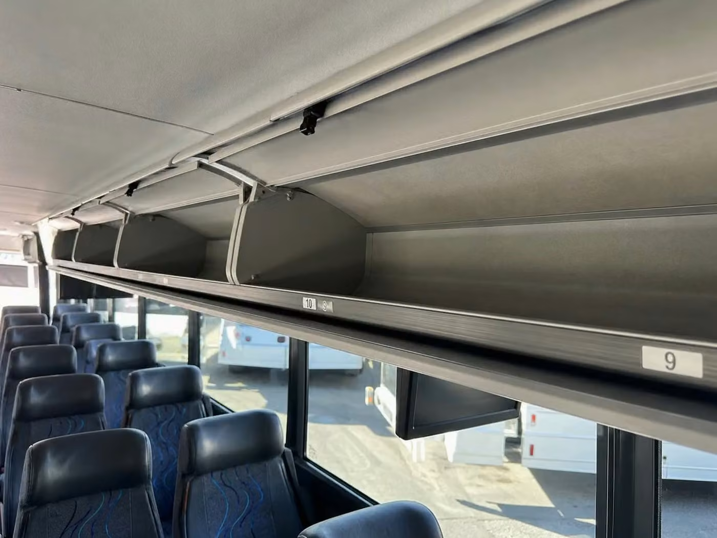 saratoga charter bus overhead storage