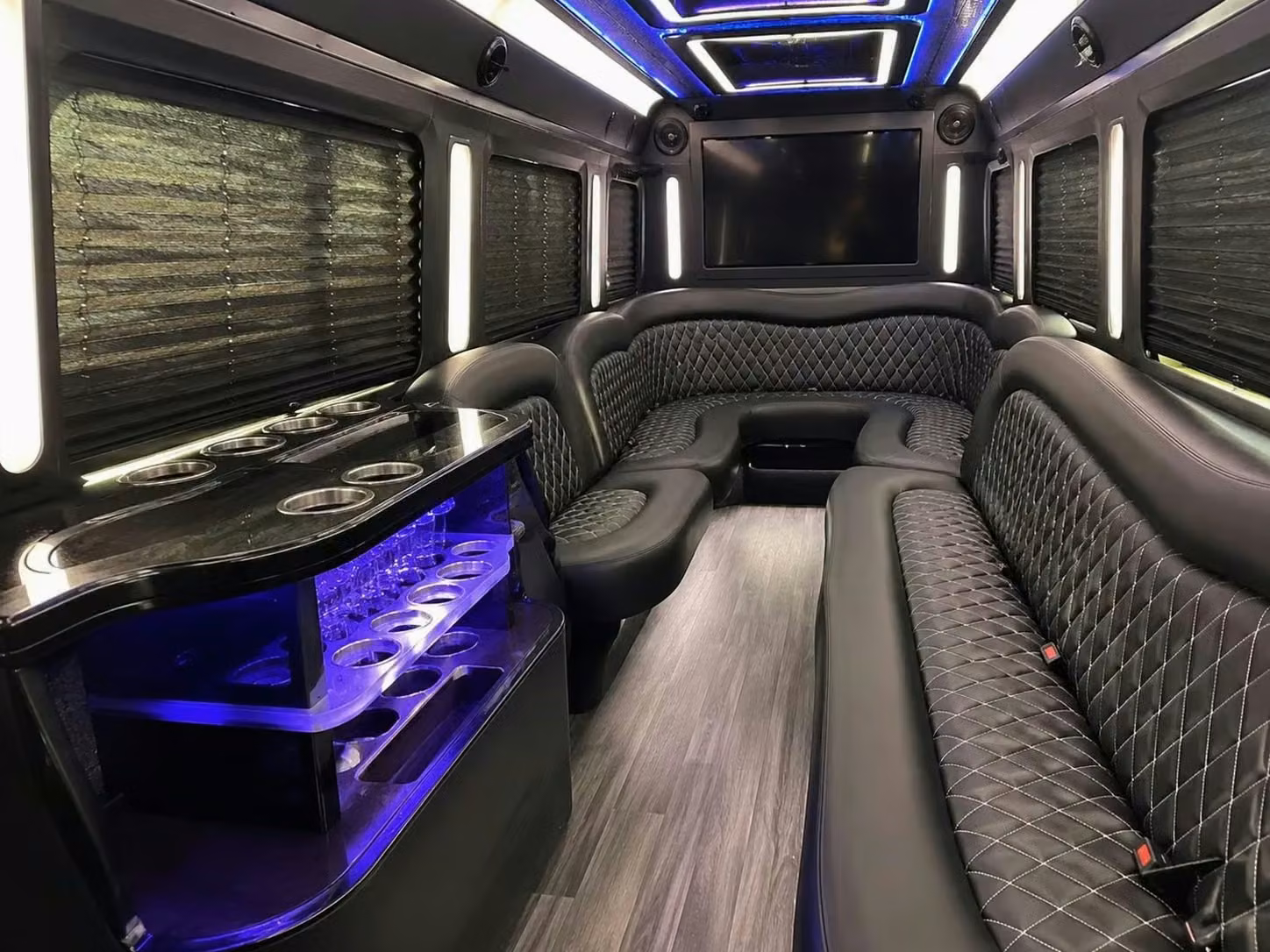 saratoga party bus bar area