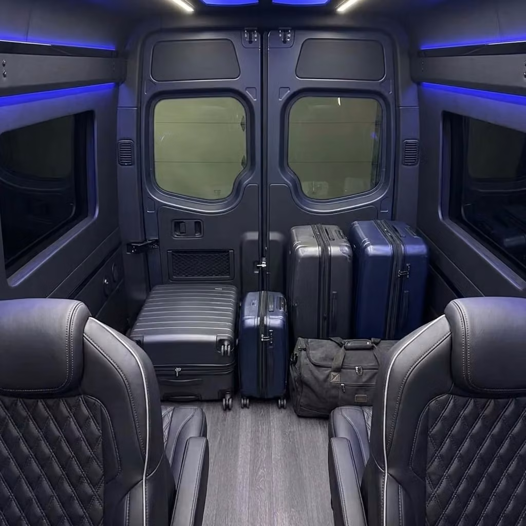saratoga sprinter van rental with driver luggage area